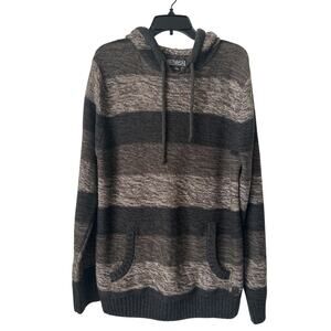 Trash Nouveau Men's Brown Colorblocked Hoodie Pullover Sweater Sweatshirt Large